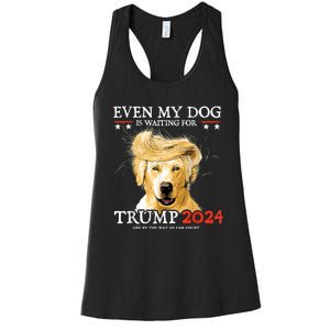 Even My Dog Is Waiting For Trump 2024 Women's Racerback Tank