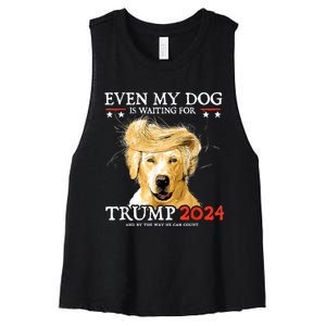 Even My Dog Is Waiting For Trump 2024 Women's Racerback Cropped Tank