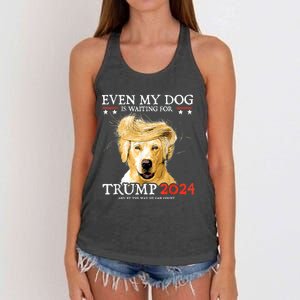 Even My Dog Is Waiting For Trump 2024 Women's Knotted Racerback Tank