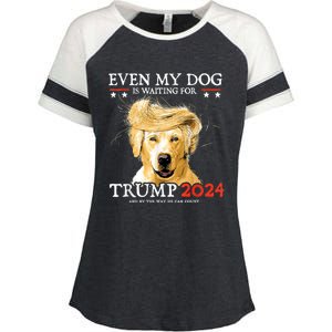 Even My Dog Is Waiting For Trump 2024 Enza Ladies Jersey Colorblock Tee