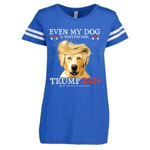 Even My Dog Is Waiting For Trump 2024 Enza Ladies Jersey Football T-Shirt