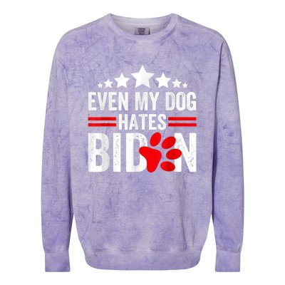 Even My Dog Hates Biden Funny Colorblast Crewneck Sweatshirt