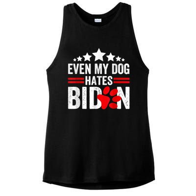 Even My Dog Hates Biden Funny Ladies PosiCharge Tri-Blend Wicking Tank