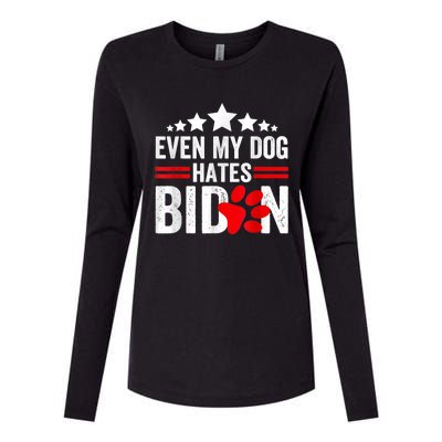 Even My Dog Hates Biden Funny Womens Cotton Relaxed Long Sleeve T-Shirt