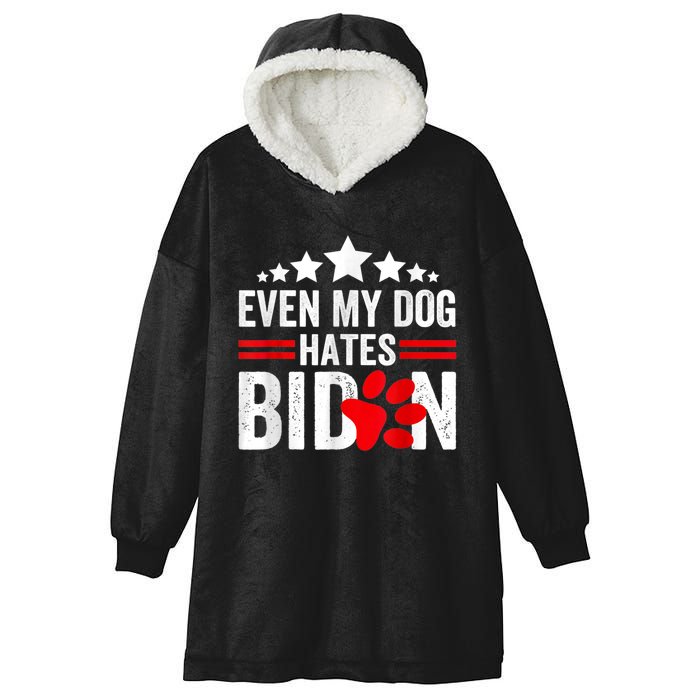 Even My Dog Hates Biden Funny Hooded Wearable Blanket