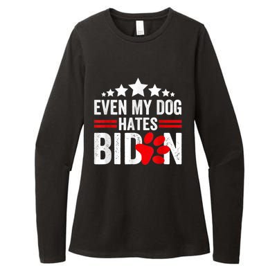 Even My Dog Hates Biden Funny Womens CVC Long Sleeve Shirt