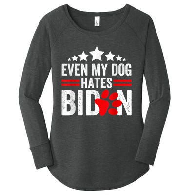 Even My Dog Hates Biden Funny Women's Perfect Tri Tunic Long Sleeve Shirt