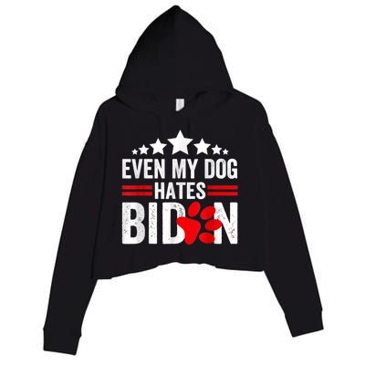 Even My Dog Hates Biden Funny Crop Fleece Hoodie