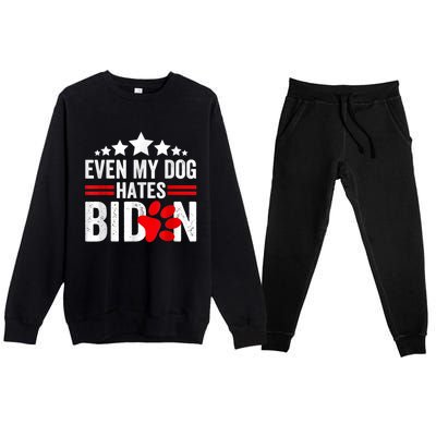 Even My Dog Hates Biden Funny Premium Crewneck Sweatsuit Set