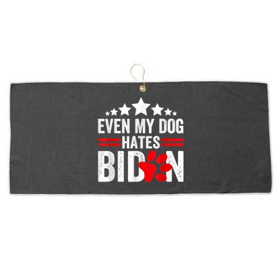 Even My Dog Hates Biden Funny Large Microfiber Waffle Golf Towel