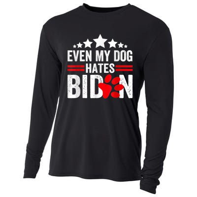 Even My Dog Hates Biden Funny Cooling Performance Long Sleeve Crew