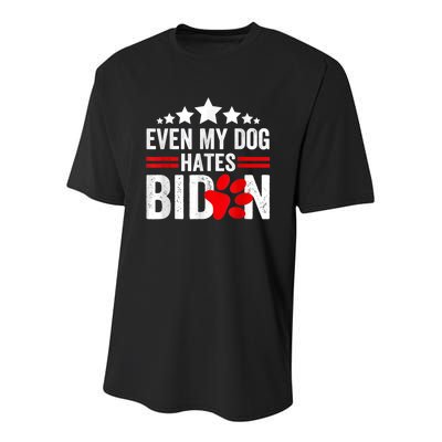 Even My Dog Hates Biden Funny Youth Performance Sprint T-Shirt