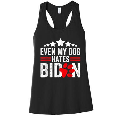 Even My Dog Hates Biden Funny Women's Racerback Tank