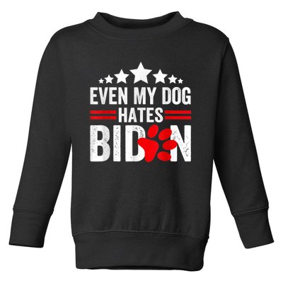 Even My Dog Hates Biden Funny Toddler Sweatshirt