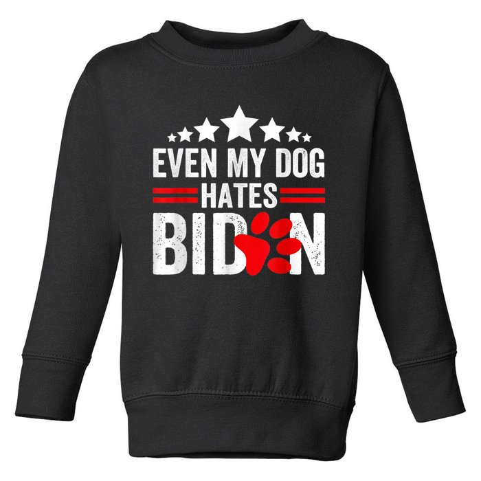 Even My Dog Hates Biden Funny Toddler Sweatshirt