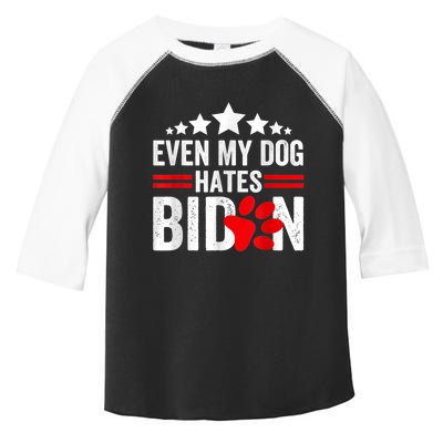 Even My Dog Hates Biden Funny Toddler Fine Jersey T-Shirt