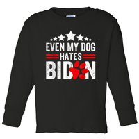 Even My Dog Hates Biden Funny Toddler Long Sleeve Shirt