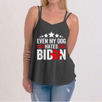 Even My Dog Hates Biden Funny Women's Strappy Tank