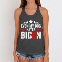 Even My Dog Hates Biden Funny Women's Knotted Racerback Tank