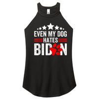 Even My Dog Hates Biden Funny Women's Perfect Tri Rocker Tank