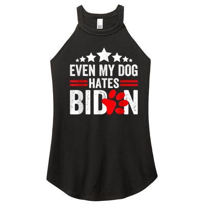 Even My Dog Hates Biden Funny Women's Perfect Tri Rocker Tank