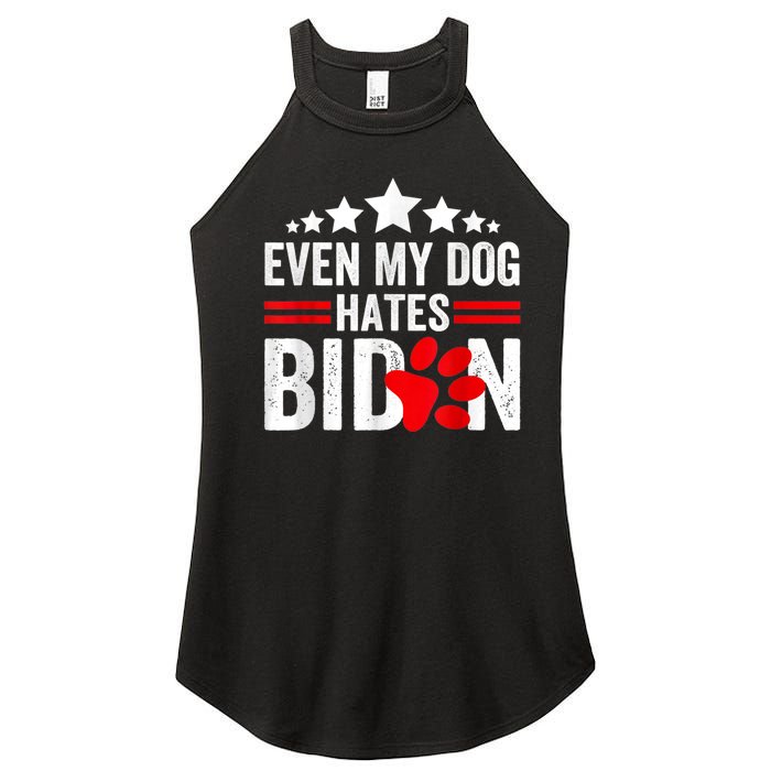 Even My Dog Hates Biden Funny Women's Perfect Tri Rocker Tank