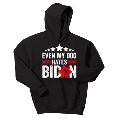 Even My Dog Hates Biden Funny Kids Hoodie