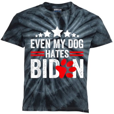 Even My Dog Hates Biden Funny Kids Tie-Dye T-Shirt