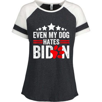 Even My Dog Hates Biden Funny Enza Ladies Jersey Colorblock Tee