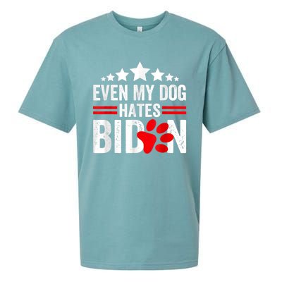 Even My Dog Hates Biden Funny Sueded Cloud Jersey T-Shirt