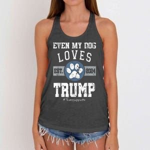 Even My Dog Loves Trump 2024 Election Trump Supporter Vote Women's Knotted Racerback Tank