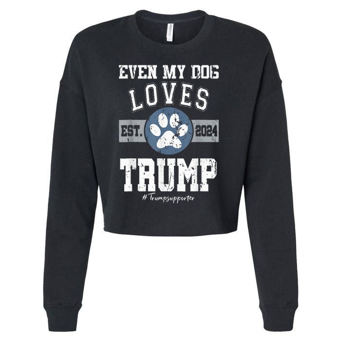 Even My Dog Loves Trump 2024 Election Trump Supporter Vote Cropped Pullover Crew