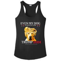 Even My Dog Is Waiting For Trump 2024 Funny Dog Trump Hair Ladies PosiCharge Competitor Racerback Tank