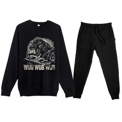 Electronic Music Dinosaur Dj Dubstep Premium Crewneck Sweatsuit Set