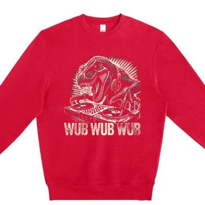 Electronic Music Dinosaur Dj Dubstep Premium Crewneck Sweatshirt