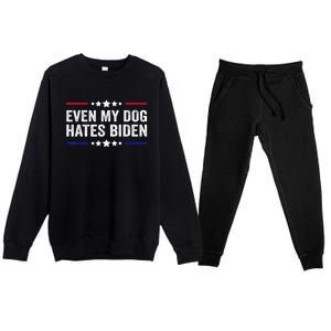 Even My Dog Hates Biden Shirt Funny Anti Biden Premium Crewneck Sweatsuit Set