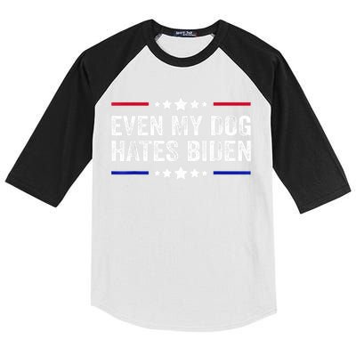 Even My Dog Hates Biden Shirt Funny Anti Biden Kids Colorblock Raglan Jersey
