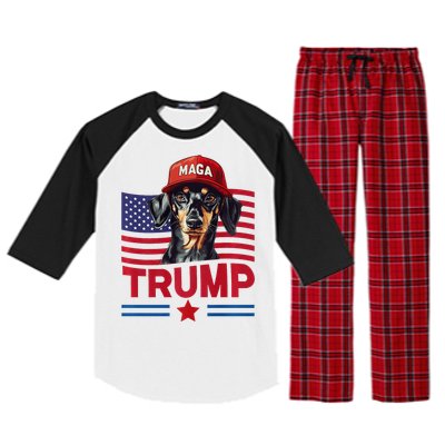 Even My Dog Loves Trump Funny Dachshund Maga Hat Premium Raglan Sleeve Pajama Set