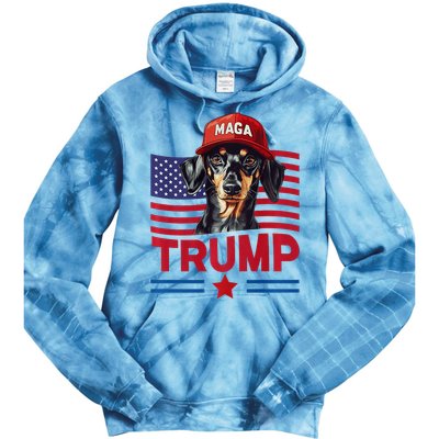 Even My Dog Loves Trump Funny Dachshund Maga Hat Premium Tie Dye Hoodie