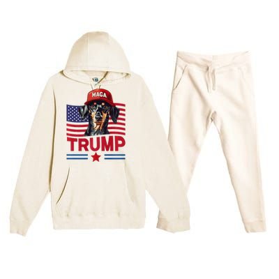 Even My Dog Loves Trump Funny Dachshund Maga Hat Premium Premium Hooded Sweatsuit Set