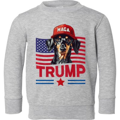 Even My Dog Loves Trump Funny Dachshund Maga Hat Premium Toddler Sweatshirt