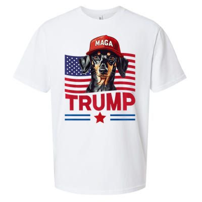 Even My Dog Loves Trump Funny Dachshund Maga Hat Premium Sueded Cloud Jersey T-Shirt