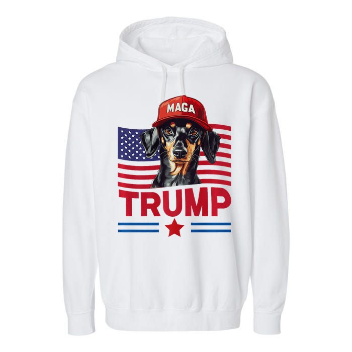 Even My Dog Loves Trump Funny Dachshund Maga Hat Premium Garment-Dyed Fleece Hoodie