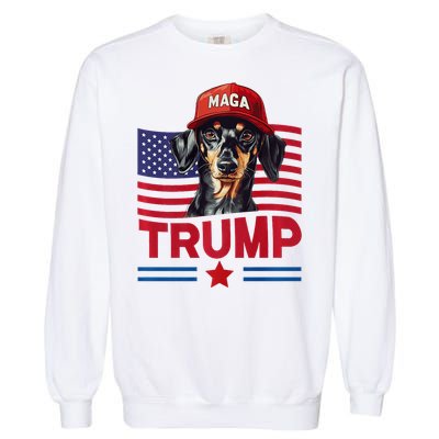 Even My Dog Loves Trump Funny Dachshund Maga Hat Premium Garment-Dyed Sweatshirt