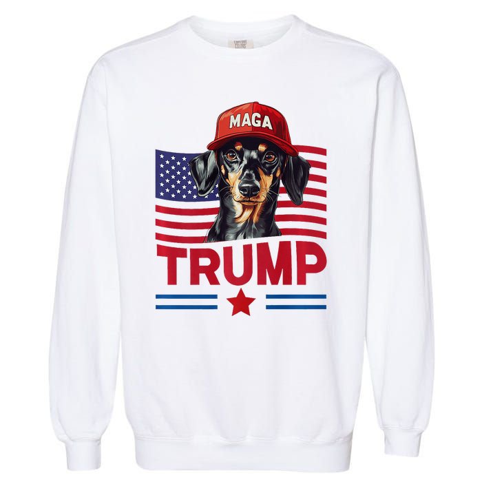 Even My Dog Loves Trump Funny Dachshund Maga Hat Premium Garment-Dyed Sweatshirt