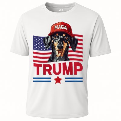 Even My Dog Loves Trump Funny Dachshund Maga Hat Premium Cooling Performance Crew T-Shirt