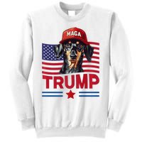 Even My Dog Loves Trump Funny Dachshund Maga Hat Premium Sweatshirt