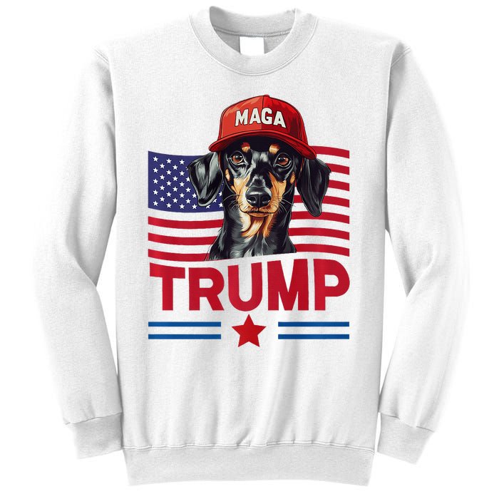 Even My Dog Loves Trump Funny Dachshund Maga Hat Premium Sweatshirt