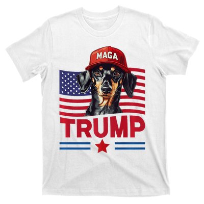 Even My Dog Loves Trump Funny Dachshund Maga Hat Premium T-Shirt