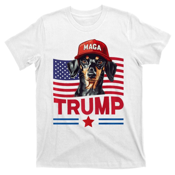 Even My Dog Loves Trump Funny Dachshund Maga Hat Premium T-Shirt